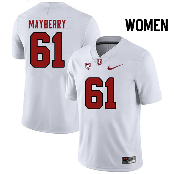 Women #61 Trevor Mayberry Stanford Cardinal College Football Jerseys Stitched Sale-White - Click Image to Close